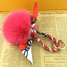 Luxury 10cm Fluffy Pom pom Fox Fur Ball Keychain Keyring Bag Pendant Key Chain Ribbon Women Handbag Charm Accessory Llavero Gift Luxury 10cm Fluffy Pom pom Fox Fur Ball Keychain Keyring Bag Pendant Key Chain Ribbon Women Handbag Charm Accessory Llavero Gift