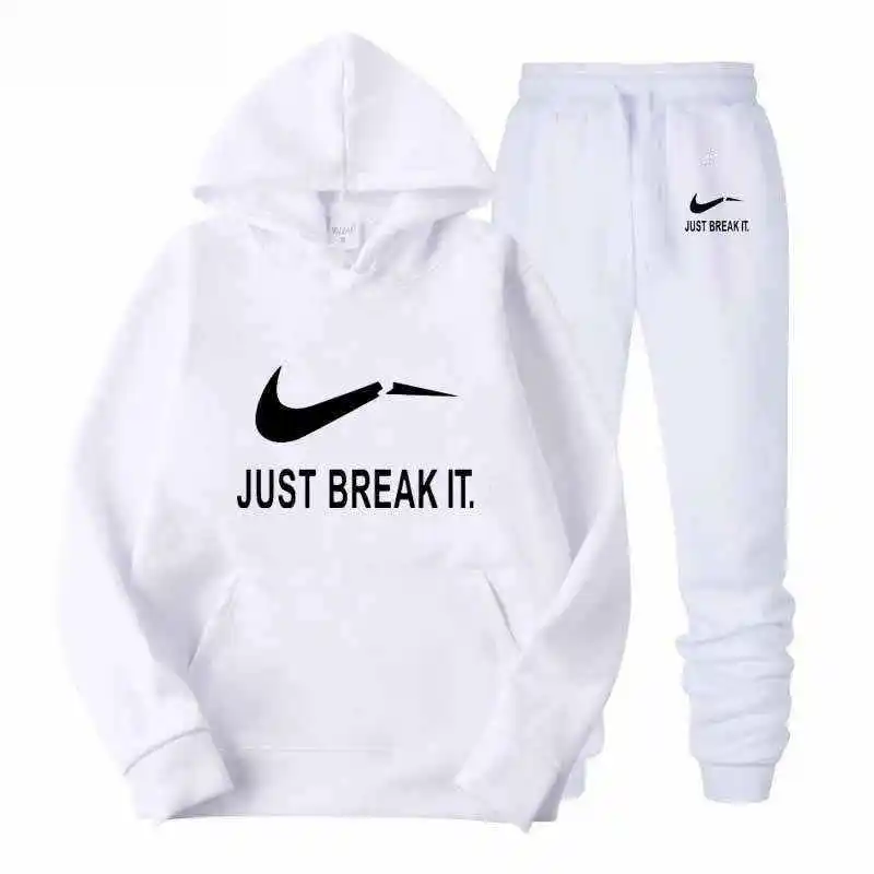 New 2019 Men Tracksuits JUST BREAK IT Outwear Hoodies Sportwear Sets Male Sweatshirts Cardigan Men Set Clothing+Pants Plus Size