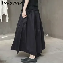 Tvvovvin Весенняя новая пышная хлопковая однотонная черная юбка с большими карманами для женщин E050