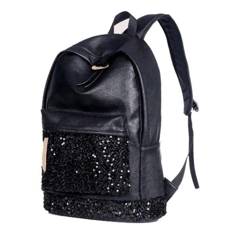 

Fashion Women Backpack Big Crown Embroidered Sequins Backpack Women Leather Backpack School Bags