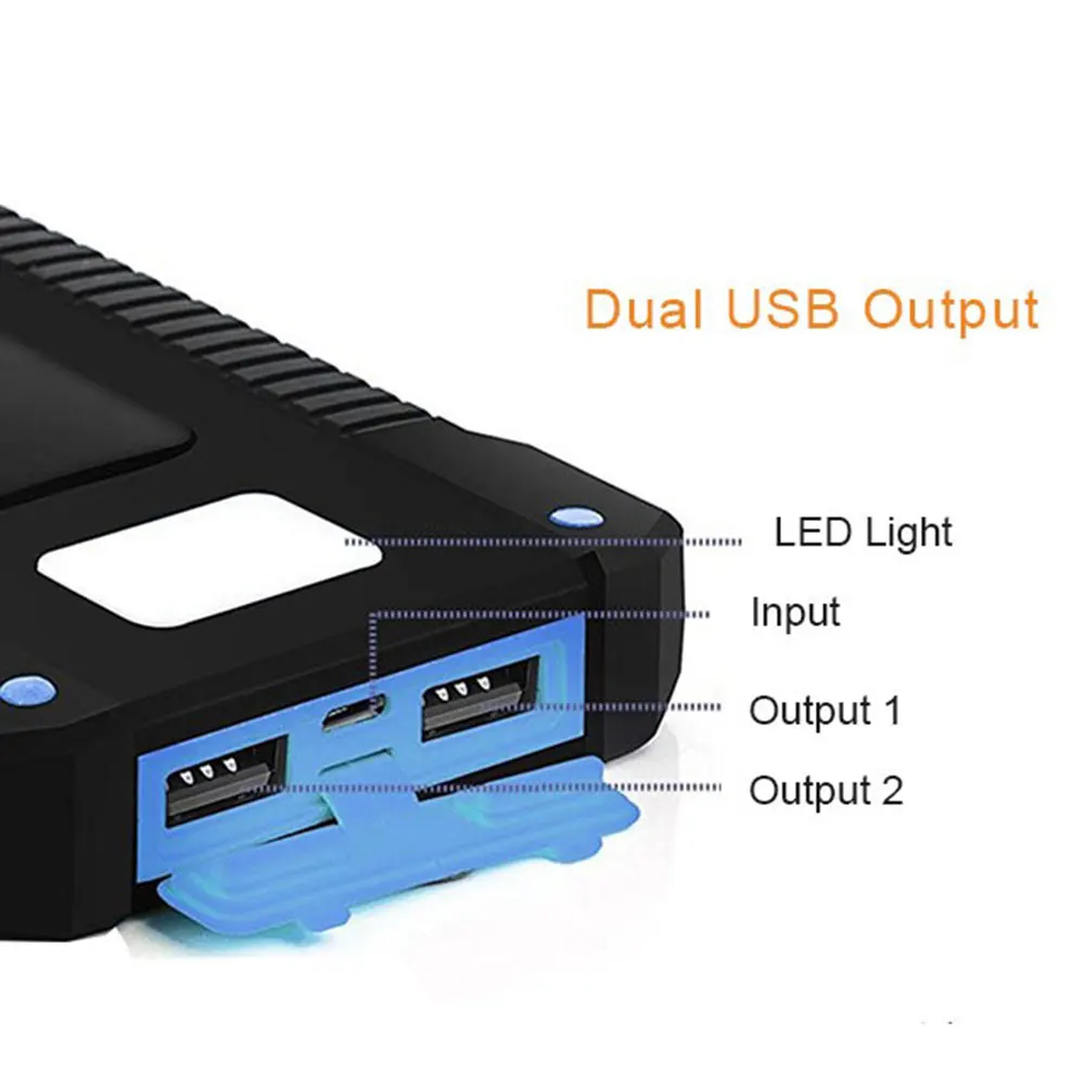 Водонепроницаемое солнечное зарядное устройство 8000 мАч двойное солнечное зарядное устройство USB внешняя батарея портативное зарядное устройство Внешняя батарея для телефона