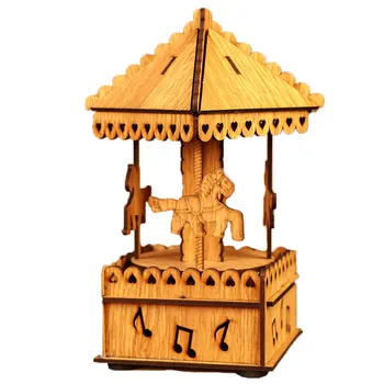 

Rotating Ferris Wheel Music Box Wood Color Retro Woody Music Boxes Clockwork Box Home Decor Crafts Children Gifts
