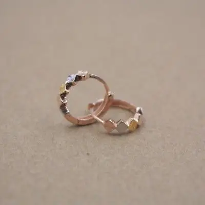 

New Pure Au750 18K Multi-tone Gold Earrings Women Square Hoop Earrings 1-1.5g