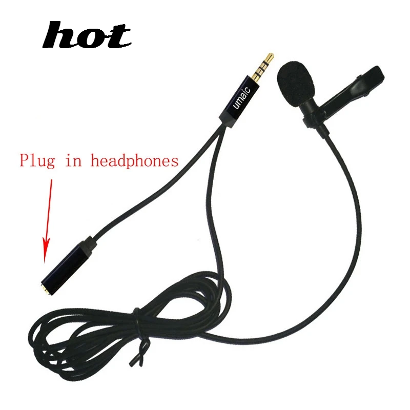 

Mini Portable Microphone Condenser Clip-on Lapel Lavalier Mic Wired Mikrofo/Microfon for Phone for Laptop With headphone jack