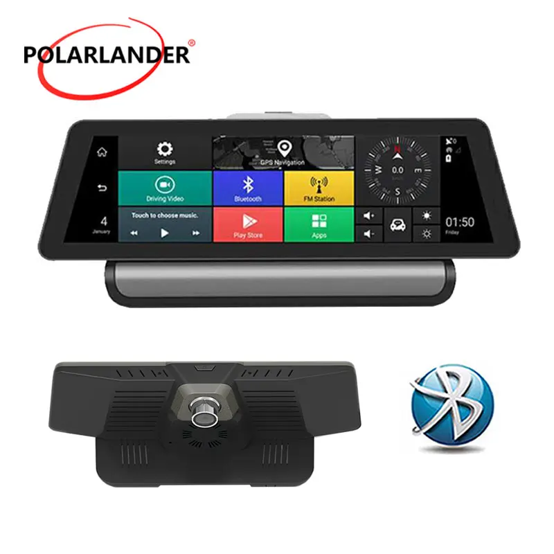 ADAS Full HD Camcorder Dual lens Car DVR  10 Inch GPS Navigation  4G Android Bluetooth WiFi 1080P Video Camera
