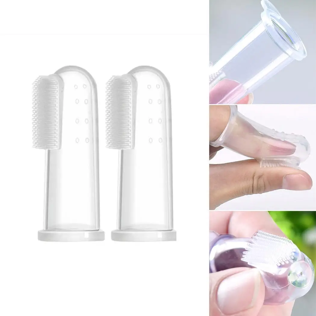 

Cute Baby Finger Toothbrush With Box Children Teeth Clear Massage Soft Silicone Infant Rubber Cleaning Brush Massager Set boy
