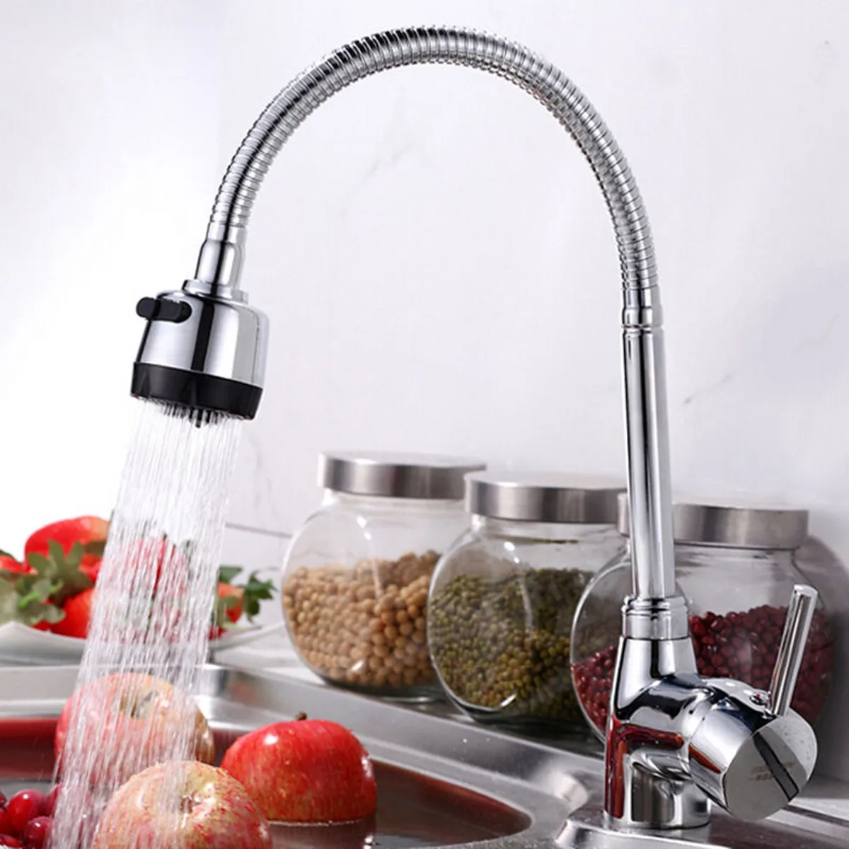 

Xueqin Kitchen 360Degree Swivel Spout Single Handle Sink Faucet Pull Down Spray Mixer Tap 180x300mm