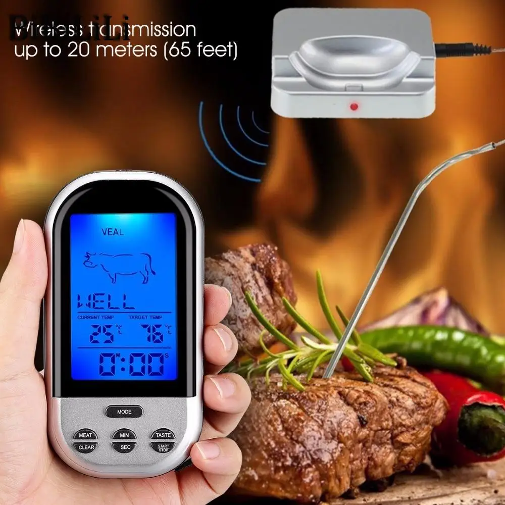 

Wireless Digital BBQ Thermometer Meat Food Cooking Thermometer LCD Barbecue Timer Probe Temperature Gauge Kitchen Cooking Tools