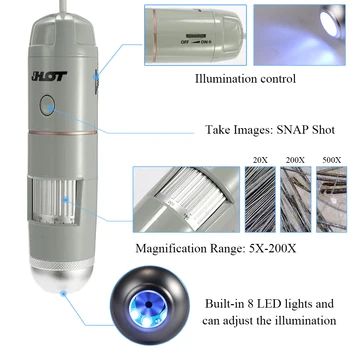 

Pro HT-B30S 5-200X HD Scalp Detector for Skin Hair Follicles Tester Skin Care Wireless Adjustable Skin Tester Can Be Photoed