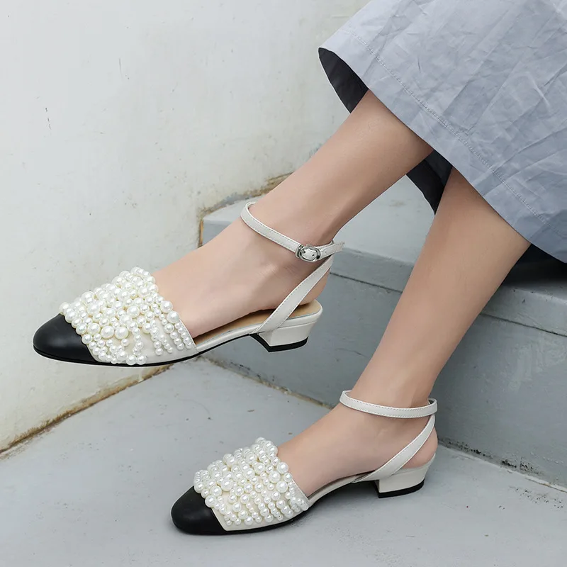 Moda Partido Nueva Beige Perlado Hebilla Color Primavera 2019 sordo De 10sj064 Conjunto Cuero Sandalias Hueco Verano Marea Mujeres Pu Las La UqYSwA5x