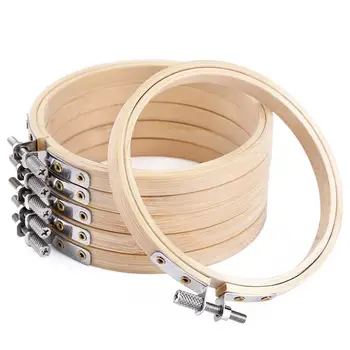 

6 Pieces 4 Inch Round Wooden Embroidery Hoops Bulk Wholesale Bamboo Circle Cross Stitch Hoop Ring