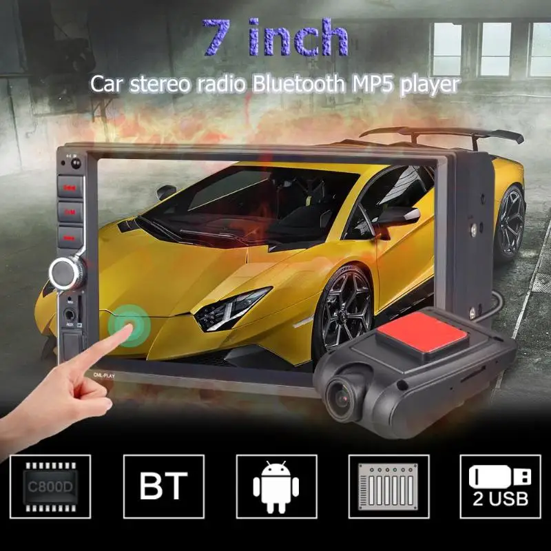 

7inch Touch Screen Car Stereo Radio Bluetooth MP5 Player Dual USB AUX+USB Car Driving Recorder Rear View Camera High Quality DVR