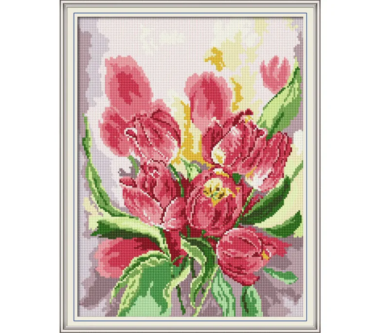 

Pink tulip Diamond Embroidery Full Display Diamond Mosaic Diamond Painting Diamond Embroidery Flowers Gift DIY Home Decoration