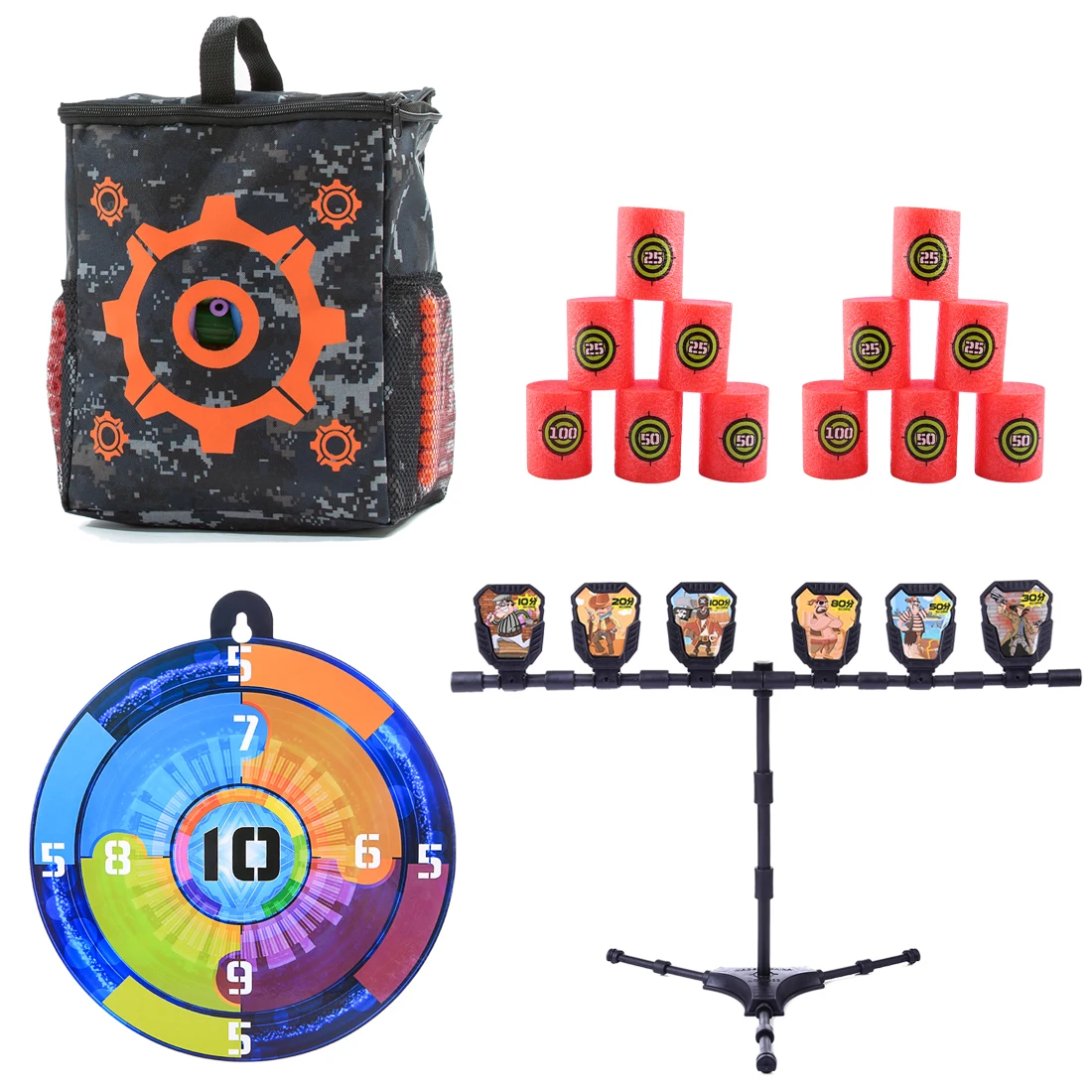

MODIKER New Arrival for Nerf Target Shooting Practice Bag Soft Bullet Storage Bag +10/20/30/50/80/100 Point Score Targets