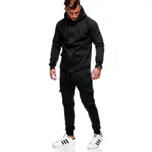 Стиль Мода Горячие повседневное для мужчин комплект флис с карманом теплая Толстовка Топ низ сплошной шляпа