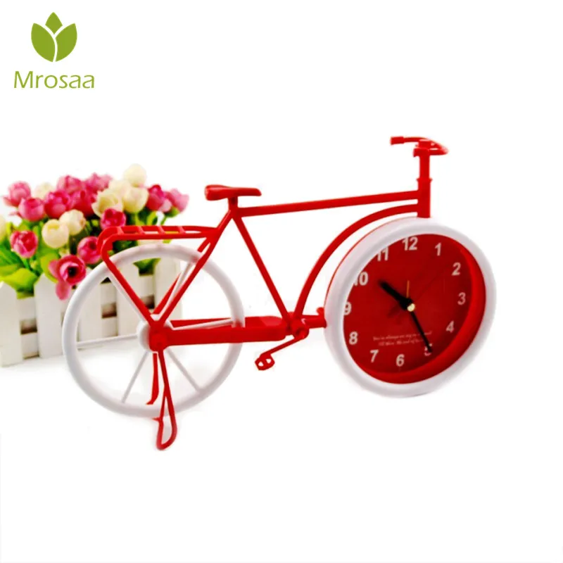 

New Pastoral Style Trumpet Bike Shape Alarm Clock Portable Pointer Table clock for Children Kids Bicycle Clocks Home Art Decor