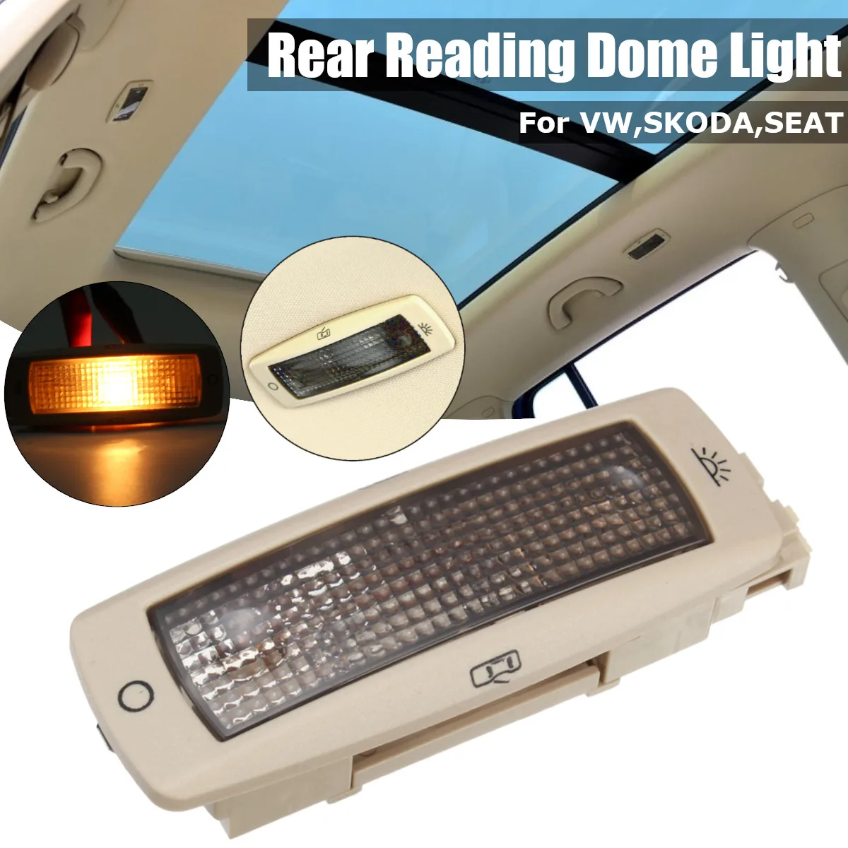 

Rear Reading Map Dome Light Ceiling Lamp 3B0947291 3B0 947 291 B For VW Golf Passat Tiguan for Skoda Fabia Superb Seat Leon