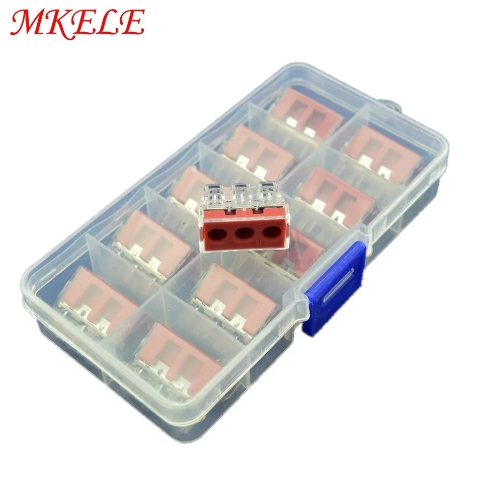 

Wiring Connectors 10 Pcs Push Wire adapter Compact Wire Quick Connector Cable 3Pin Terminal Block Connector MKVSE-103D MKELE