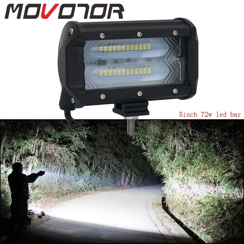 

5 Inch Offroad Led Work Light Bar 72W Led Fog Lights for Trucks SUV ATV 4x4 4D Flood Beam 5 Inch 72W Led Bar for Jeep Offroad