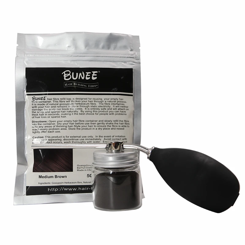 

BUNEE Hair Building Fiber 50g Pure Cotton Powder With New Spray Applicator For Hair Loss Treatment Instant Wig Regrowth Powders.