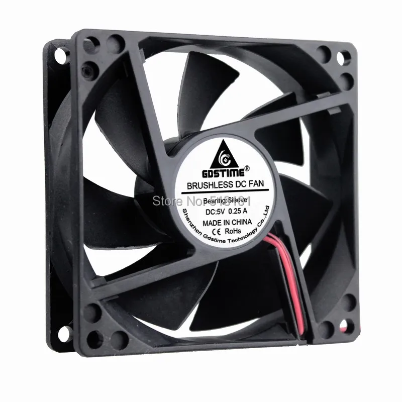 

2 Pieces Gdstime 8cm 80mm 8025 80x80x25mm 2Pin DC 5V Case Cooling Fan