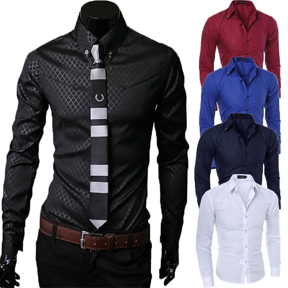 

Men's Long Sleeve Button Dress Shirt Tops Slim Fit Luxury Business Formal Shirts