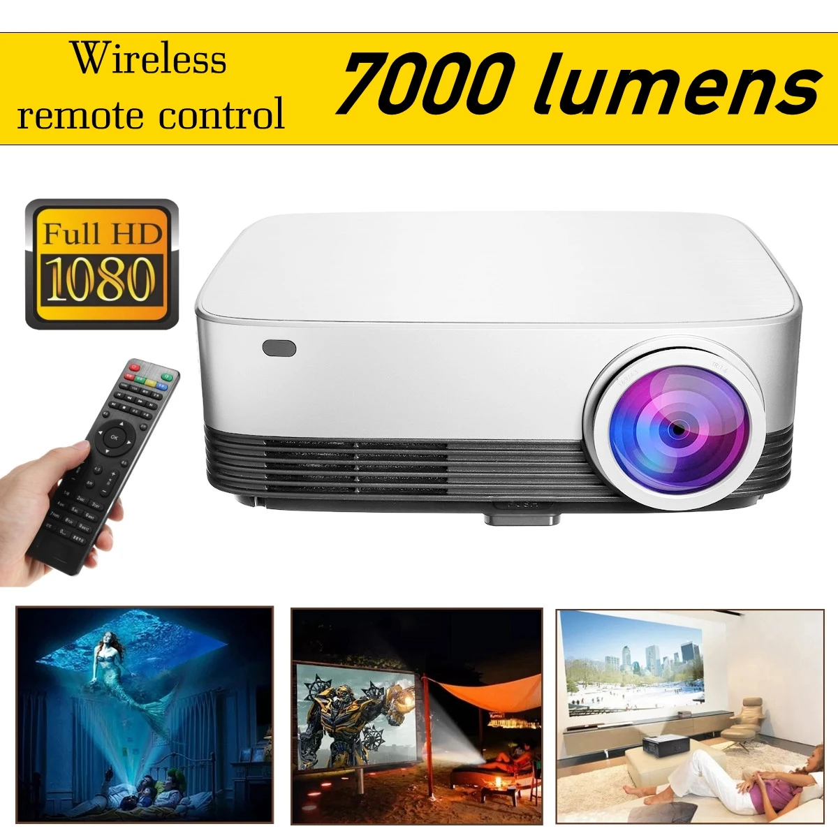 Portable LCD Projector Home Cinema Theater Movie wifi Bluetooth LED Proyector HD Mini Projectors Support 1080P 7000 Lumens Portable LCD Projector Home Cinema Theater Movie wifi Bluetooth LED Proyector HD Mini Projectors Support 1080P 7000 Lumens
