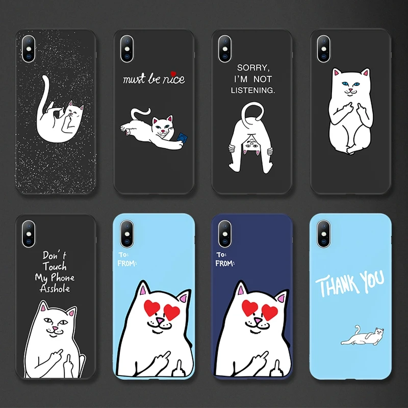 

Lovebay Soft Cat Phone Case For iphone 7 8 6 6S Plus 5 5S SE XS Max XR X Cartoon Silicone Kuso Protecive Back Phone Case Cover