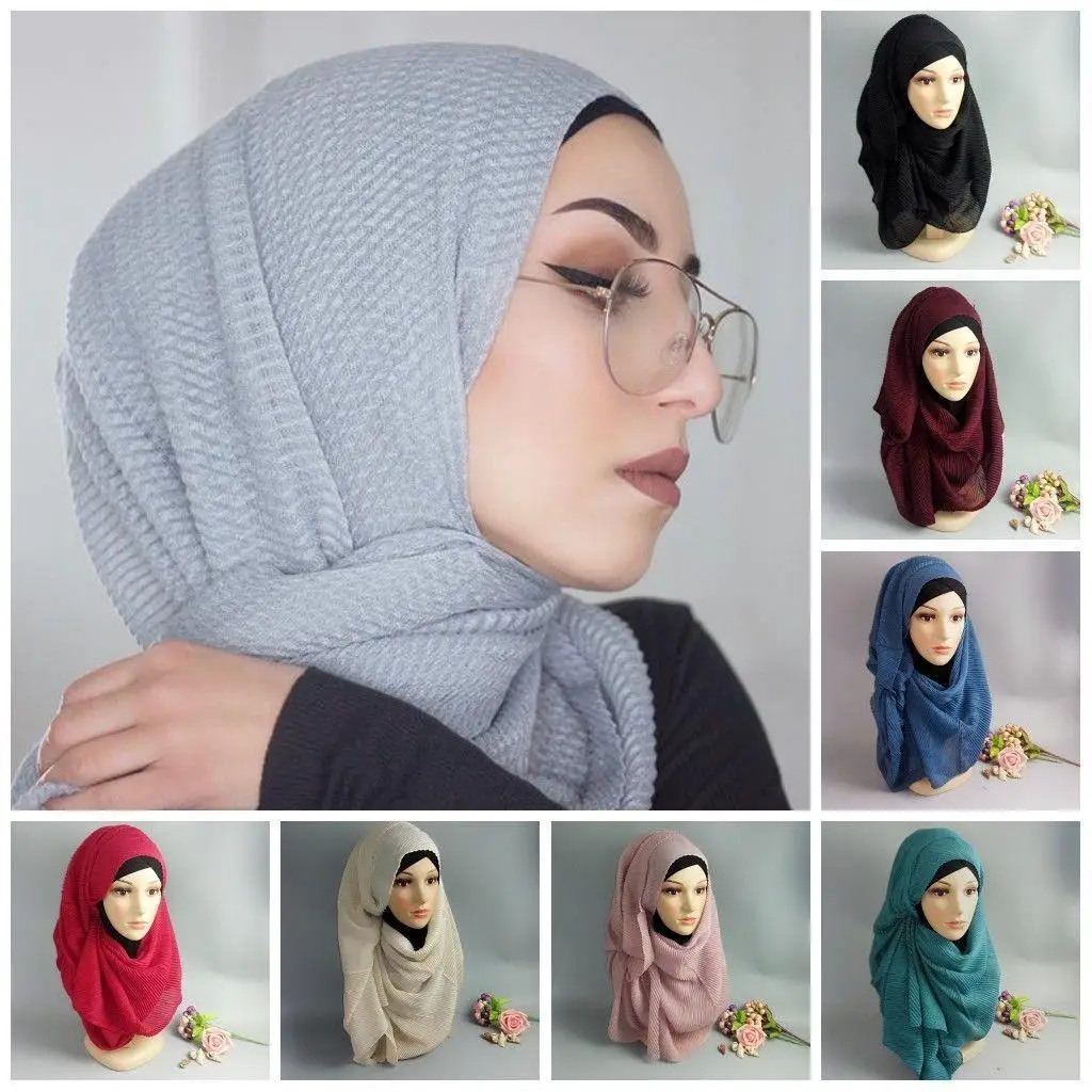 

180*85CM Women Muslim Stretch Turban Hat Long Scarf Wrap Chemo Cap Hair Loss Head Scarf Soft Prayer Hat Fashion Pashmina Cape