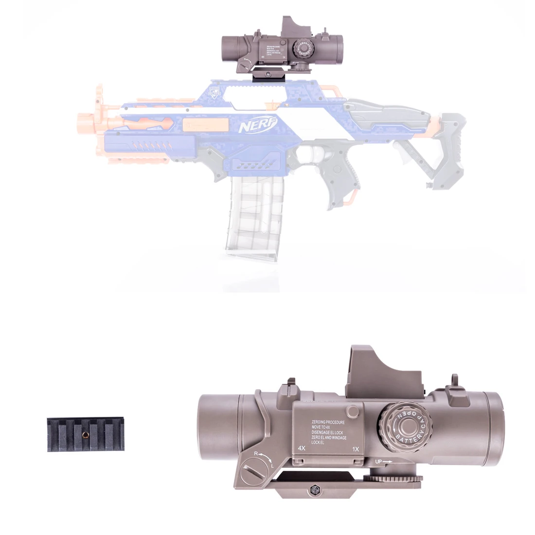 

New Fast Switching Multiples 6x Scope Sight Water Gel with 21mm Rail /for Nerf Strike Elite Blaster Toy with 5cm Top RailTan