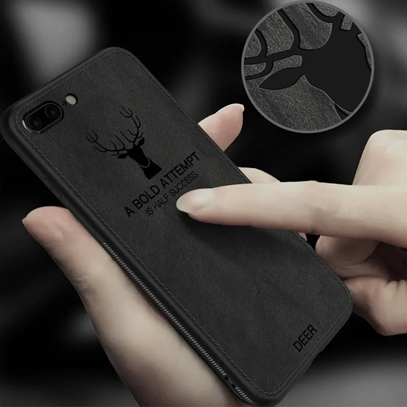 

Cloth Deer Phone Case For iphone X Xs Max Xr 7 8 6 6s Plus Ultra Thin Soft Silicone Fabric Texture Cover For iphone 7 8 6 s Plus