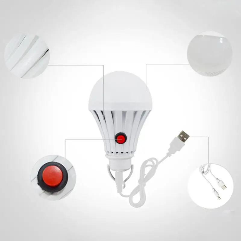 

9w Led Emergency Bulb Lamp Outdoor Camping Portable Usb Charging Bulb