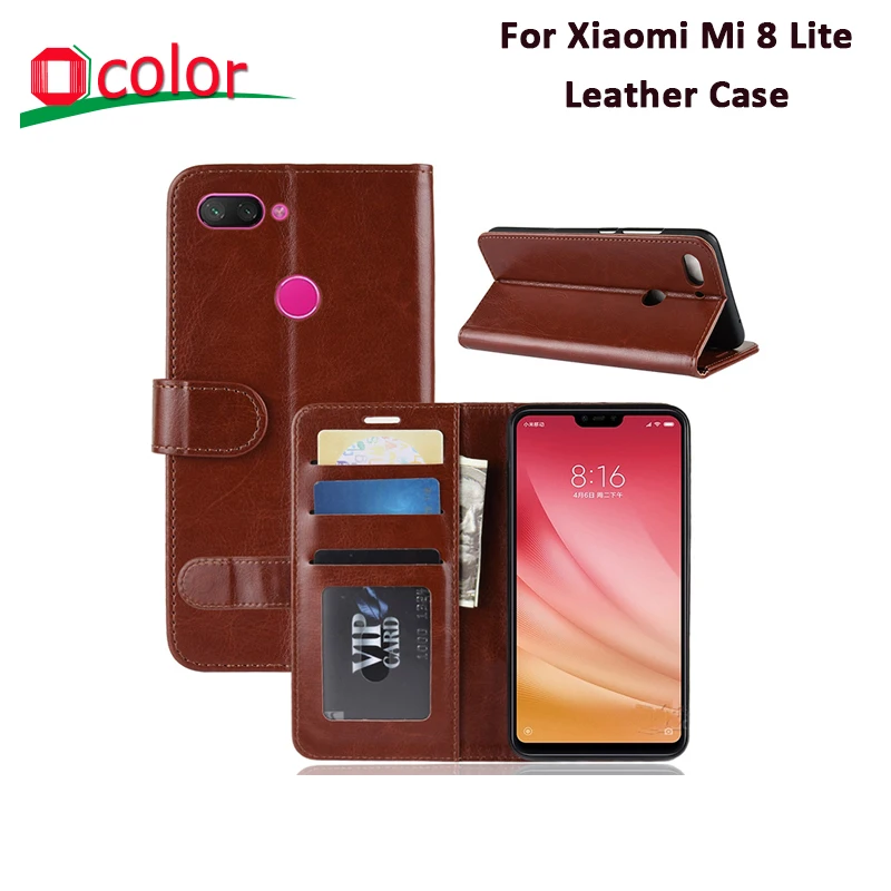 Ocolor для Xiaomi Mi 8 Lite из искусственной кожи чехол нескользящий с карманом карт 6 26