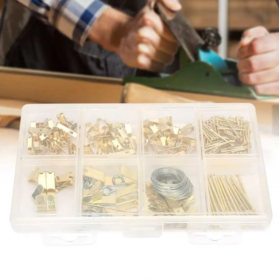 

200Pcs Assorted Picture Hanging Iron Nails Hook Frame Eye Screw Set Accessories schrauben antik carabiner boat SS shackle