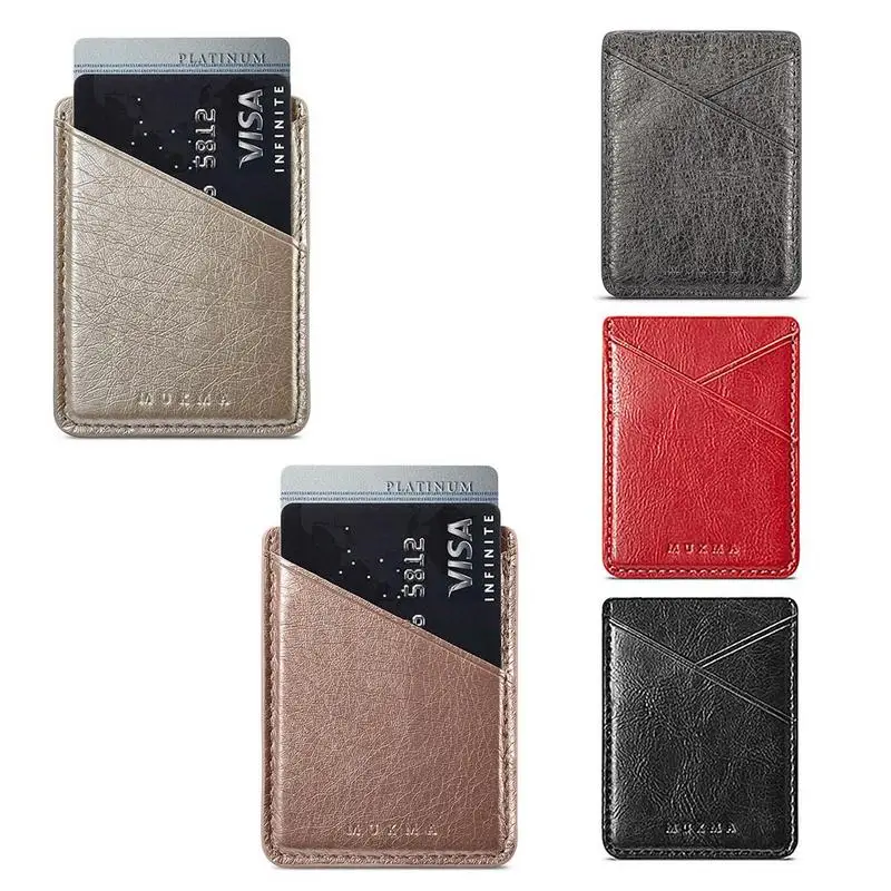 

Monochrome Leather Pocket Card-Inserting Mini Phone Case Card Holder Double Faced Adhesive Tape Credit Card Holder