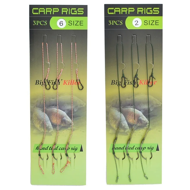 

Carp Fishing Hair Rig 3pcs/set Quick Links Coated Braid Line Ready Tied Carp Rig Curve Shank Fishing Hooks Size 2# 4# 6# 8#