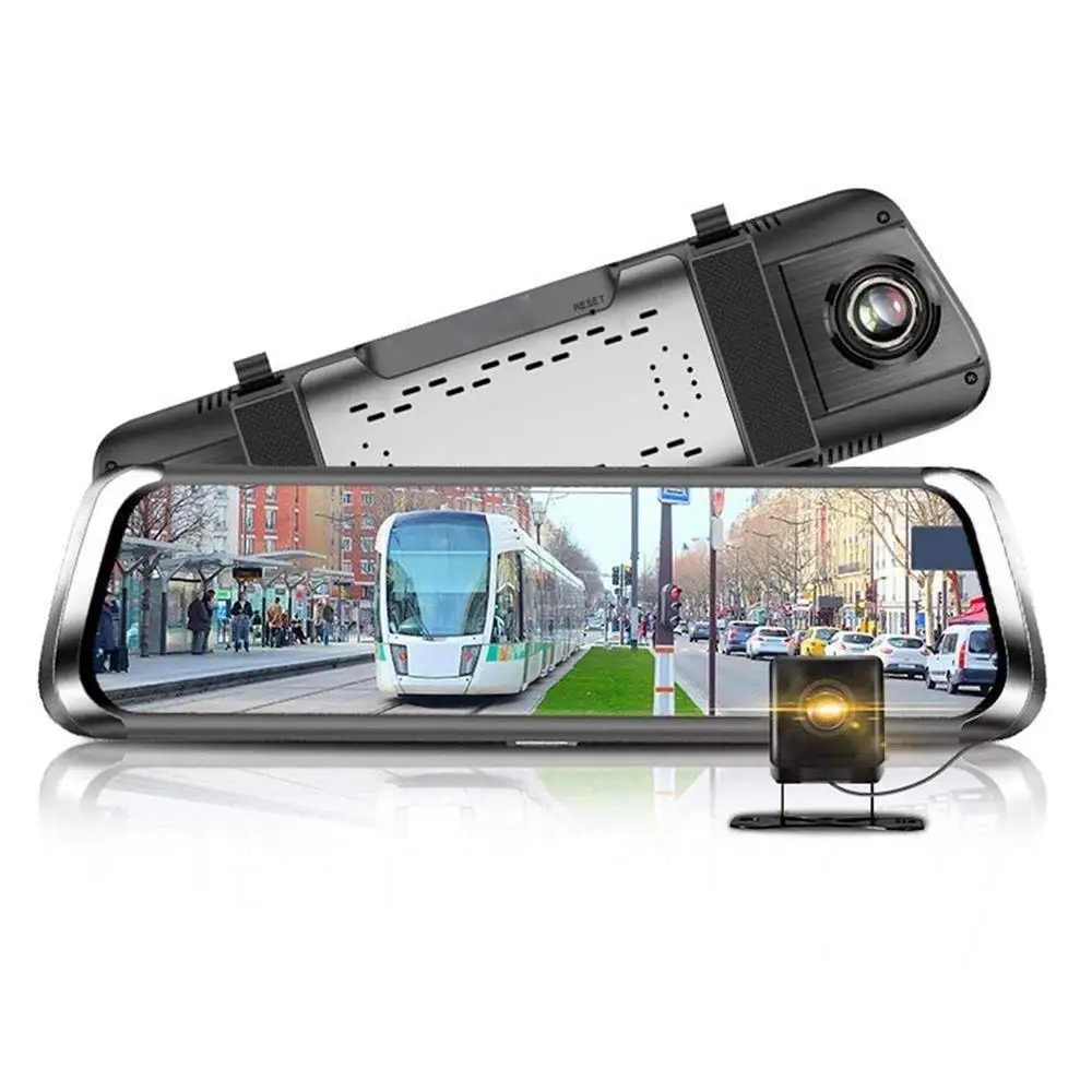

10 Inch Full Screen Press Ips Universal Bundled Car Dash Cam Rear View Reversing Mirror Dual Lens Fhd 1080P