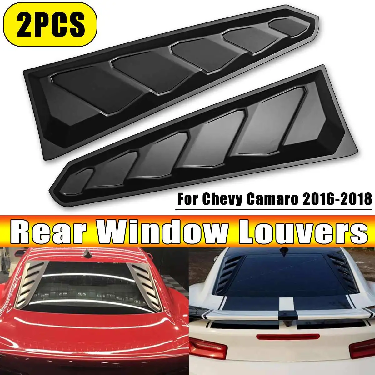 Rear Window Louver SunShade Cover Matte Black ABS for Chevy Camaro 2016-2018