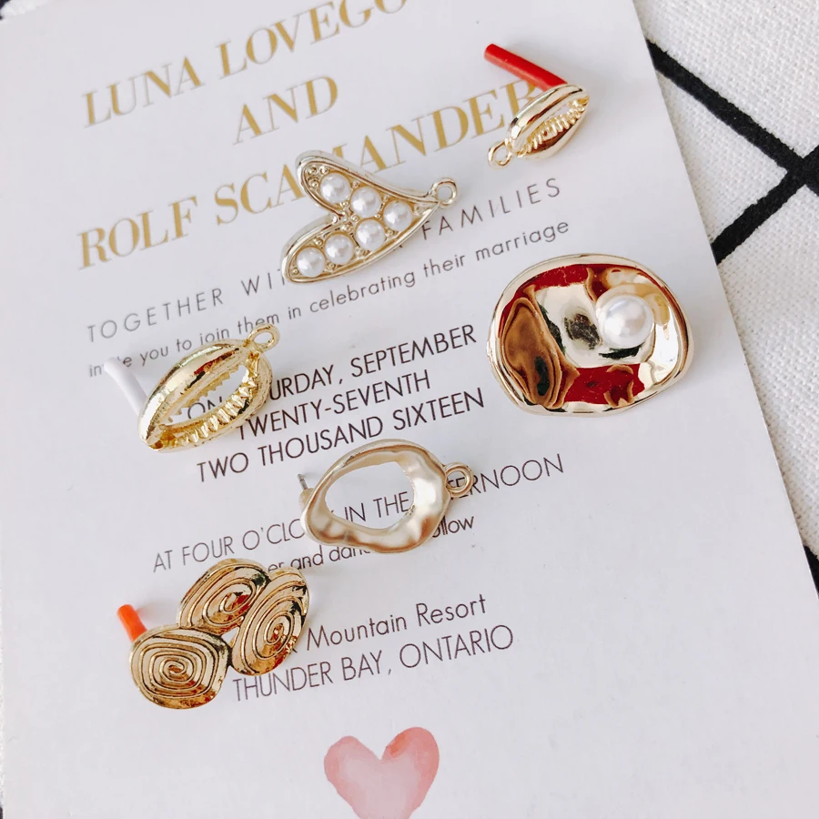 

KC Gold Plated Earring Accessories Metal Charms Pendant Eardrop Components Necklace Diy Making Material Jewelry Finding 2pcs