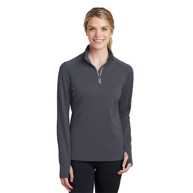Sport-Tek LST860 Ladies Sport Wick Textured 1 by 4 Zip Pullover Iron Grey - 2XL |