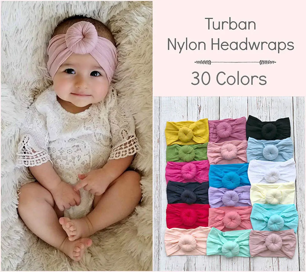 Bow Headband Toddler Turban Girls Knotted Kids Accessories Nylon Hair Band Baby 