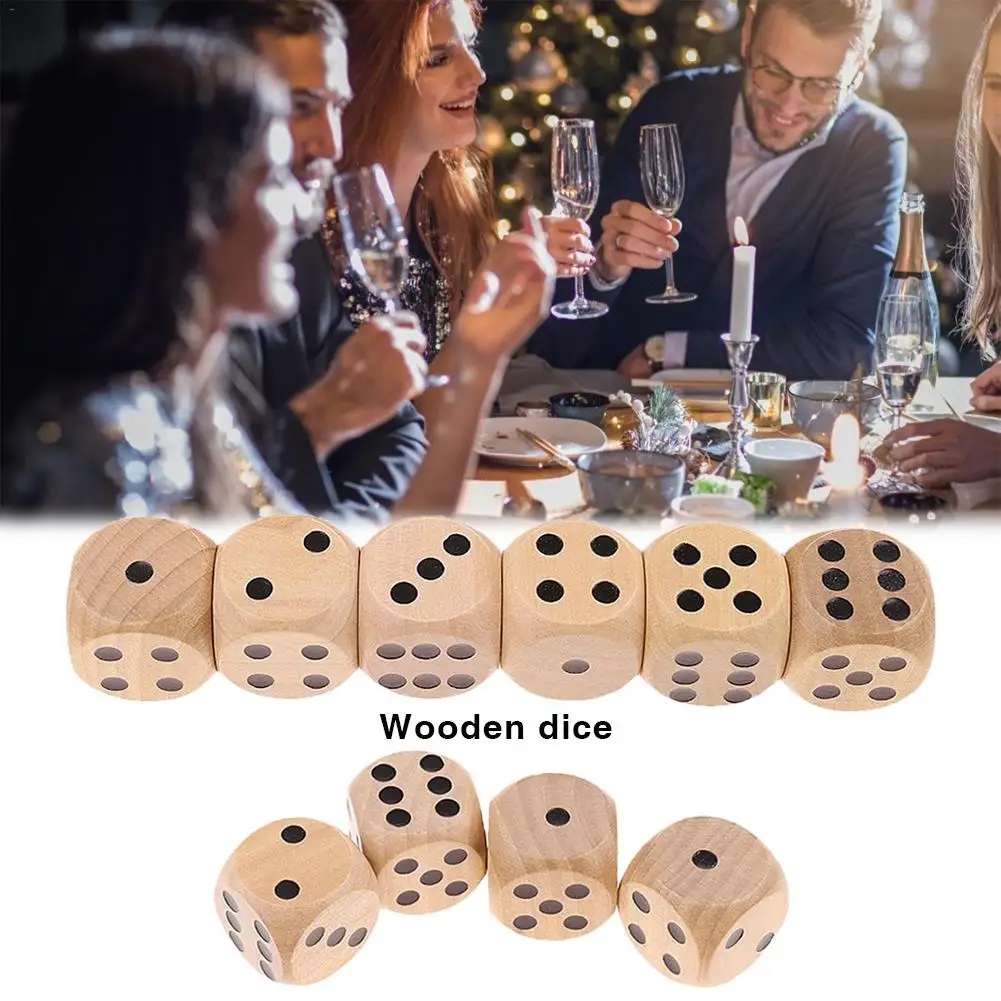 

High-quality 10Pcs 25mm Wooden Dice Solid Wood Rounded Corner Drinking Dice Children Interesting Teaching Point Dice Set