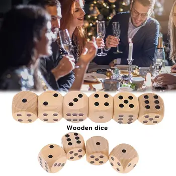 

High-quality 10Pcs 25mm Wooden Dice Solid Wood Rounded Corner Drinking Dice Children Interesting Teaching Point Dice Set
