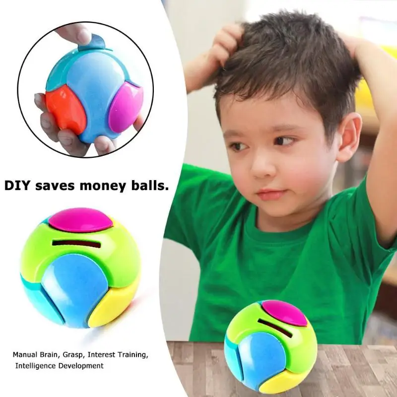 

Plastic Saving Money Ball DIY Assembled Piggy Bank Toys Baby Playing Ball Toys Kid Educational Toy For Children