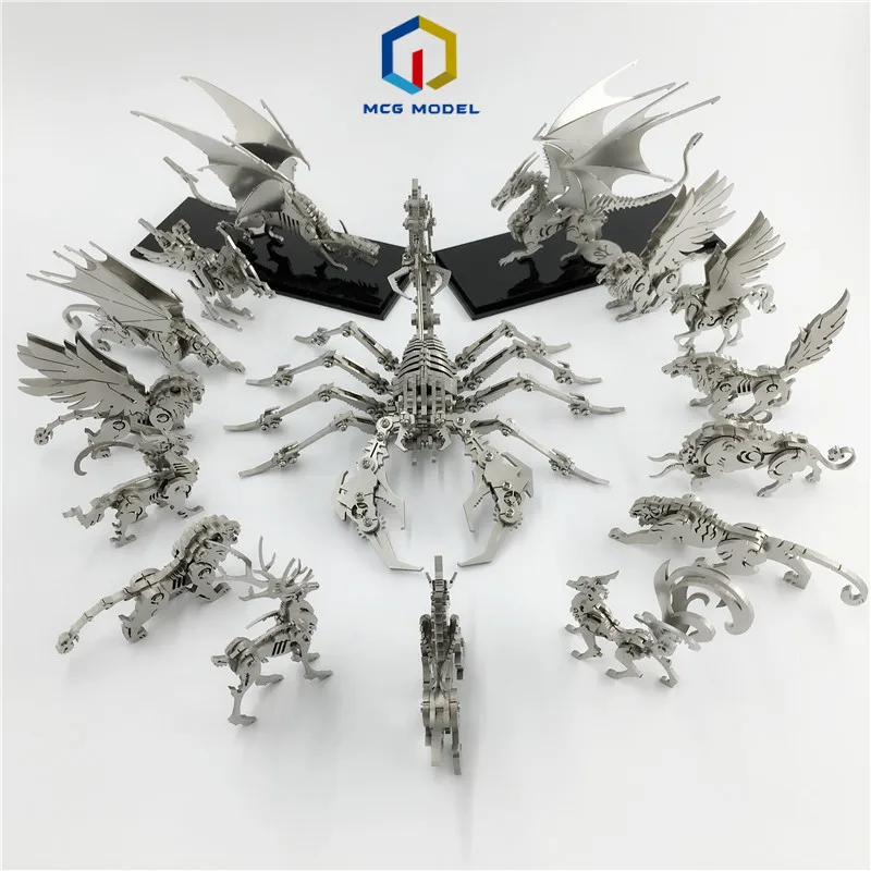 3D металлическая модель китайские динозавры зодиака western fire dragon сборочные модели