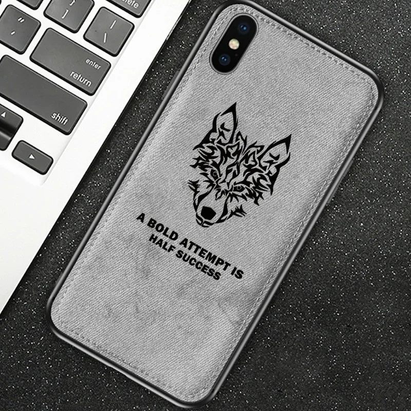 

New Cloth Texture Animal Print Wolf Silicon Phone Case For Iphone 7 8 6 6s Plus X Xs Max Xr Fabric Soft Protective Cover Coque