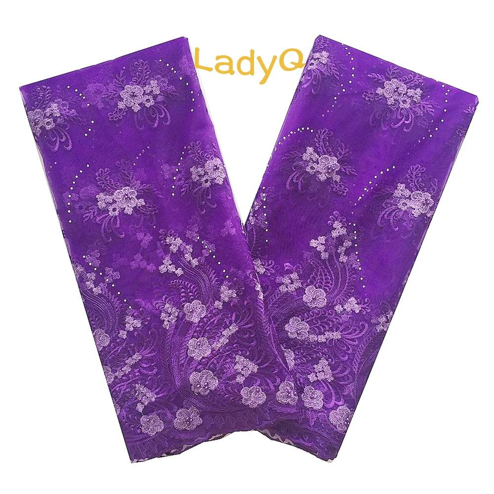 

Purple African French Lace Beaded Swiss Net Materials Latest Nigerian Lace Fabric 2019 High Quality Hot Pink Lace Fabric 5 Yards