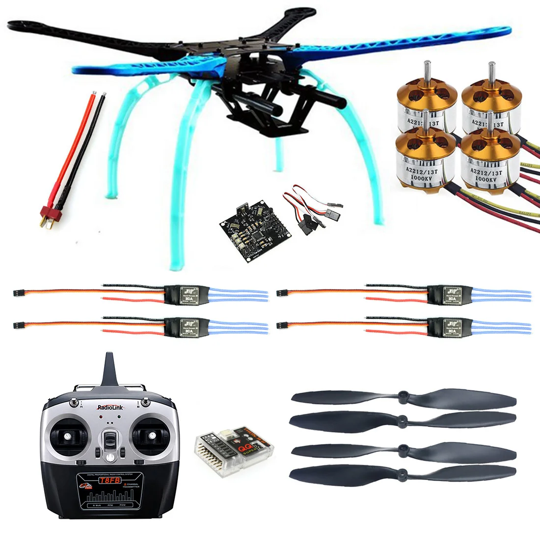jmt 500mm Multi-Rotor Air Frame Kit S500 w/ Landing Gear+ESC+Motor+KK XCOPTER V2.9 Board+RX&TX+Propellers F08151-A