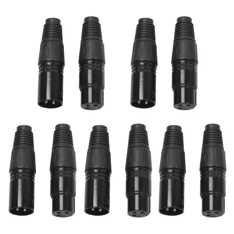 

5Pairs 3Pin XLR Female MIC Jack Snake Plug Audio Microphone Cable Connector