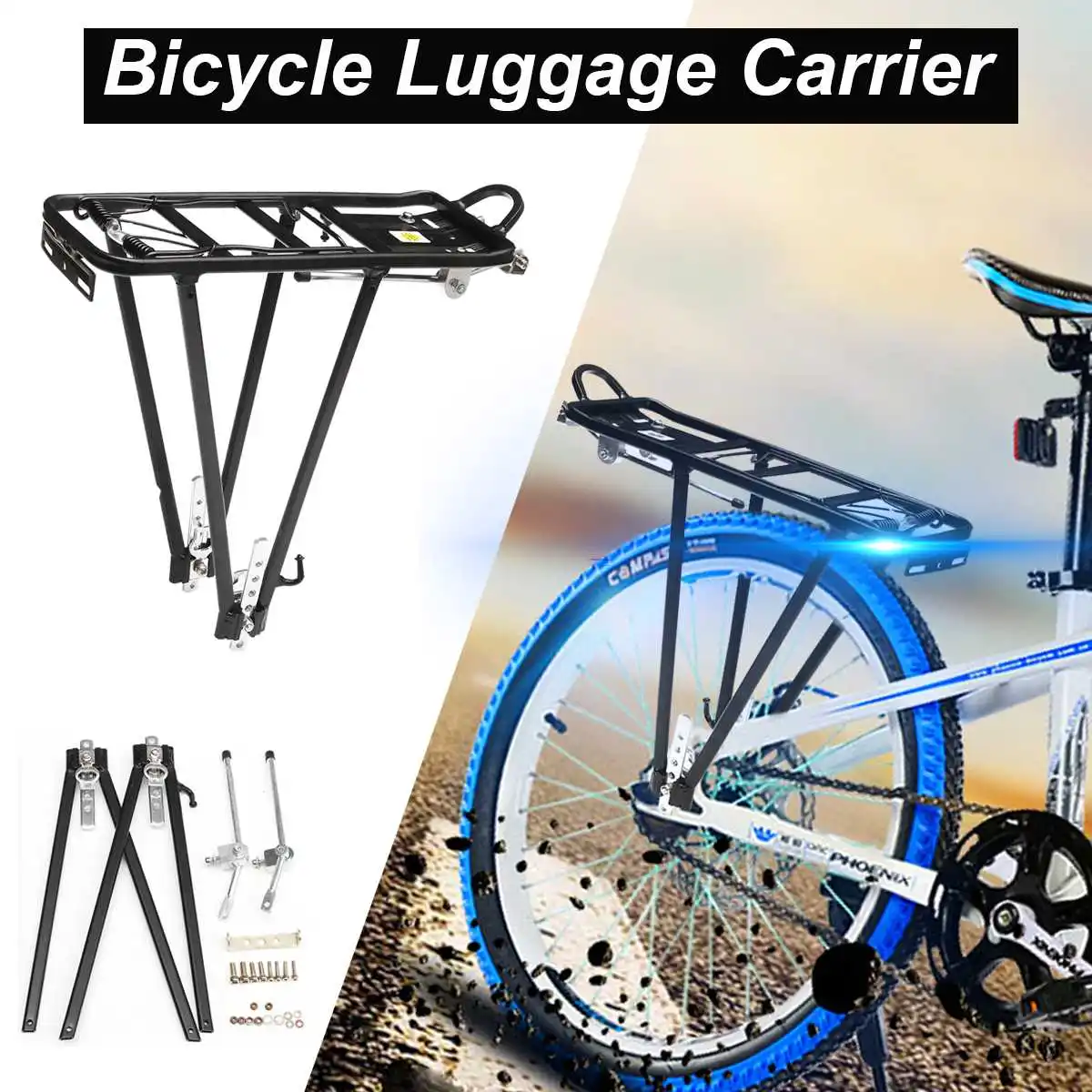 Bicycle Luggage Carrier Cargo Rear Rack Fenders Shelf Cycling Seatpost
